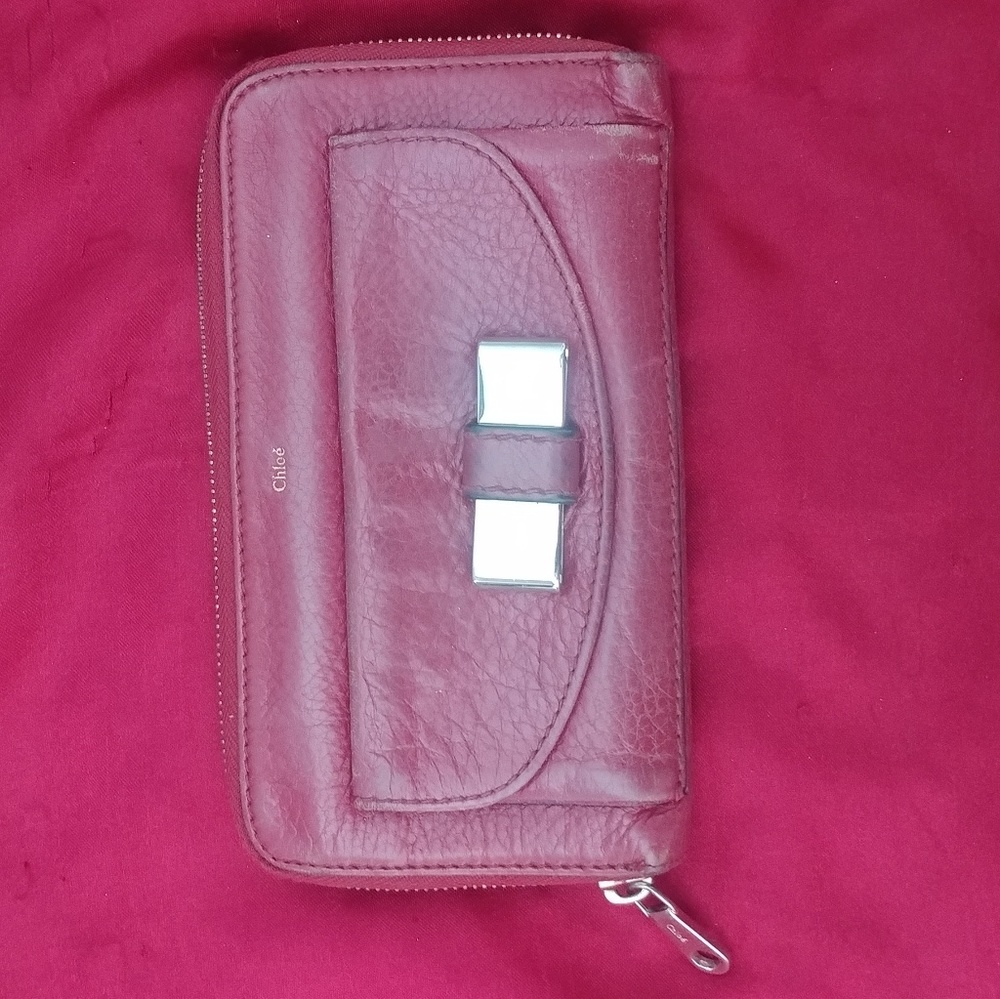 Chloe continental lily bow bordeaux leather wallet